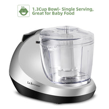 La Reveuse Electric Mini Food Chopper, Vegetable Fruit Cutter, Meat Grinder Mincer with 1.3-Cup Prep Bowl, Silver, LARB1809
