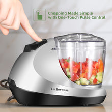 La Reveuse Electric Mini Food Chopper, Vegetable Fruit Cutter, Meat Grinder Mincer with 1.3-Cup Prep Bowl, Silver, LARB1809