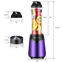 La Reveuse Smoothie Blender Personal Size 300 Watts with 2 Pieces 18 oz BPA Free Travel Sports Bottles,Purple