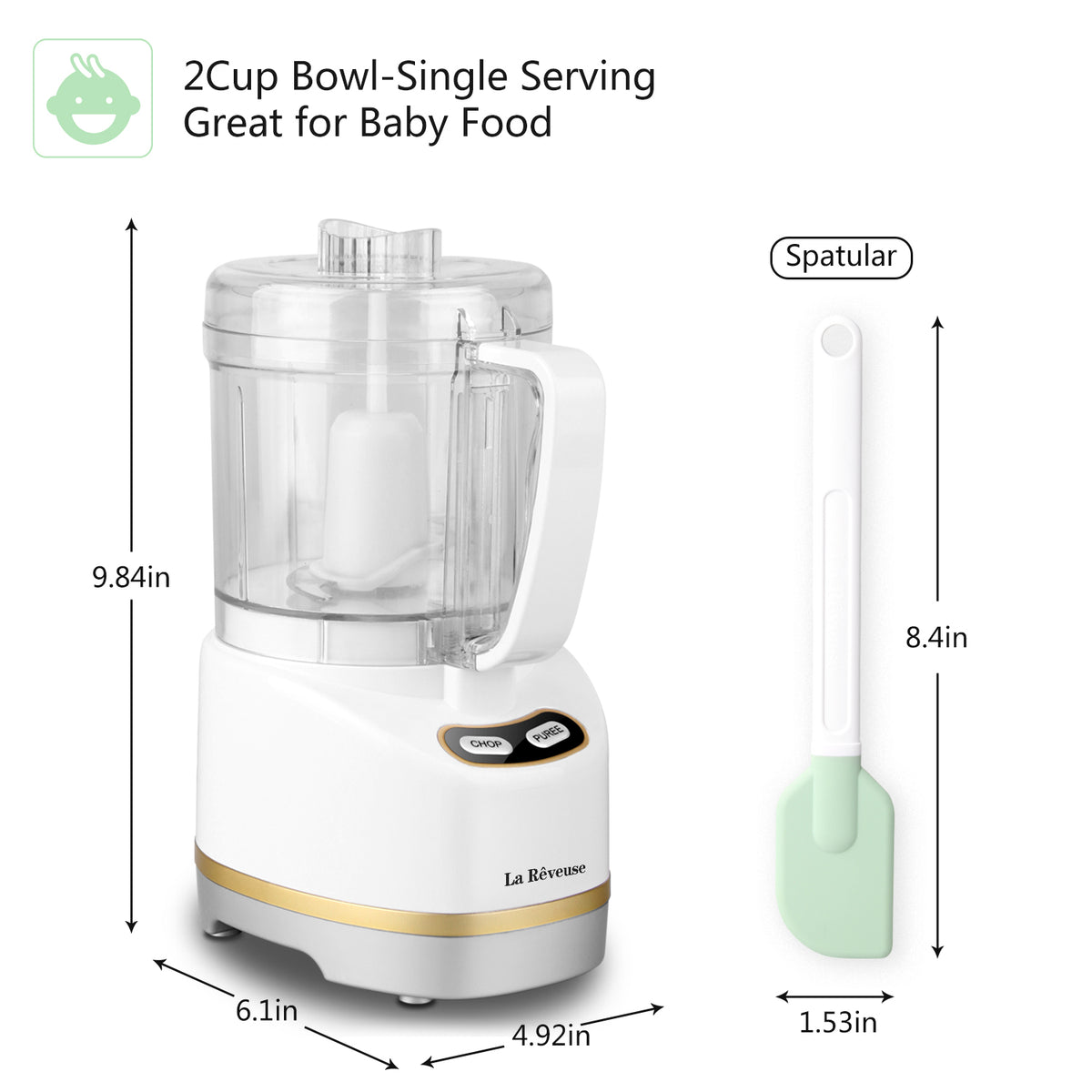 2-Bowl (8 Cup + 8 Cup) Electric Food Processor - 400W Small Food Chopp –  Kitchen in the box