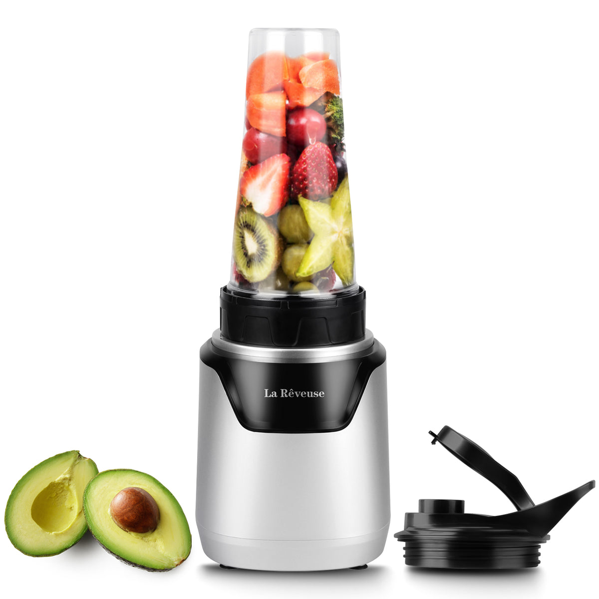 La Reveuse Personal Size Blender 250 Watts Shakes Smoothies with 1 Piece 15  oz Cup,1 Piece 10 oz Mug