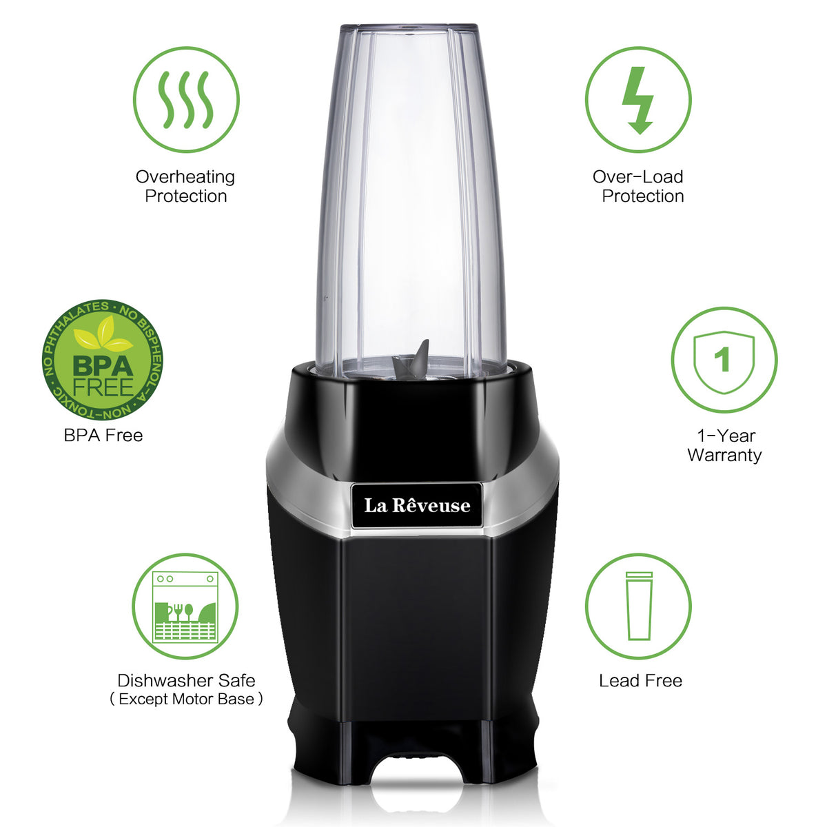 La Reveuse Personal Blender 600W Powerful Motor Ice Crusher With Trave – La  Reveuse Home Appliances