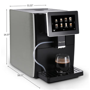 Hipresso Super-automatic Espresso Coffee Machine with Large 7" Display for Brewing Americano,Cappuccino, Latte, Macchiato,Flat White, Espresso Drinks