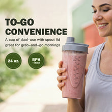 La Reveuse Smoothie Blender for Shakes,Smoothies,Frozen Blending,Salsa,Sauces,Dips,(1) 24oz Cup,(1) Spout Lid,(1) Handled Comfort Lip Ring,1000W Boostblend,Cool Gray