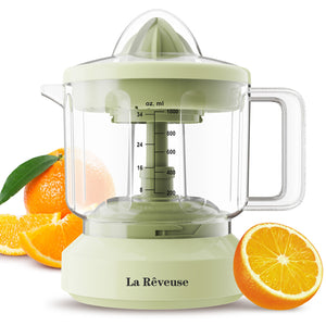 La Reveuse Electric Citrus Juicer 34 oz for Grapefruit Orange Lemon Lime Juice, 40W, Grayish Yellow