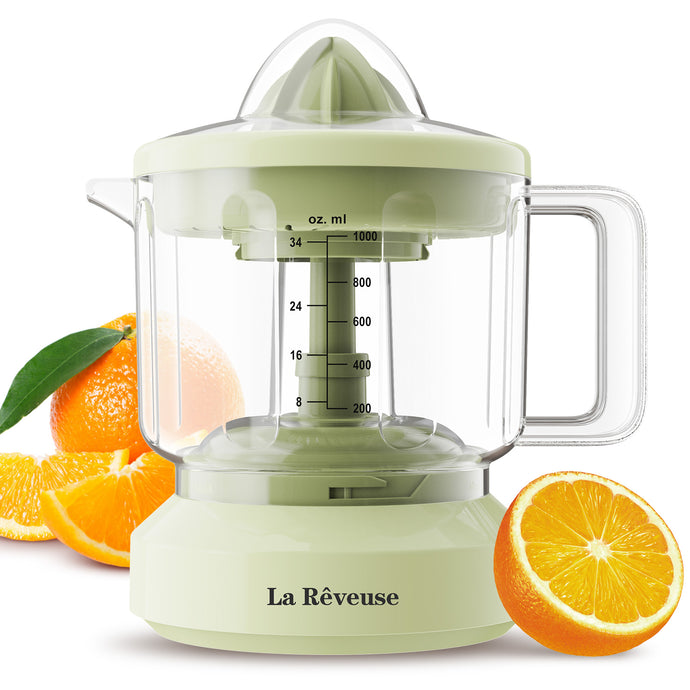 La Reveuse Electric Citrus Juicer 34 oz for Grapefruit Orange Lemon Lime Juice, 40W, Grayish Yellow