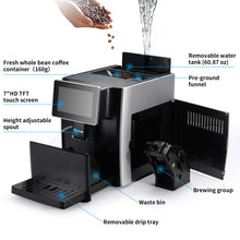 Hipresso Super-automatic Espresso Coffee Machine with Large 7" Display for Brewing Americano,Cappuccino, Latte, Macchiato,Flat White, Espresso Drinks