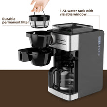 La Reveuse Programmable Drip Coffee Maker with Burr Grinder,2-Way Brewing,12 Cups,Black & Stainless Steel