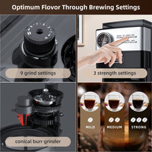 La Reveuse Programmable Drip Coffee Maker with Burr Grinder,2-Way Brewing,12 Cups,Black & Stainless Steel