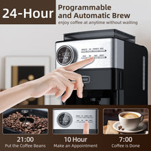 La Reveuse Programmable Drip Coffee Maker with Burr Grinder,2-Way Brewing,12 Cups,Black & Stainless Steel
