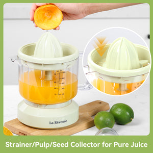 La Reveuse Electric Citrus Juicer 34 oz for Grapefruit Orange Lemon Lime Juice, 40W, Grayish Yellow