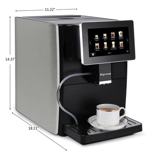 Hipresso Super-automatic Espresso Coffee Machine with Large 7" Display for Brewing Americano,Cappuccino, Latte, Macchiato,Flat White, Espresso Drinks