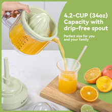La Reveuse Electric Citrus Juicer 34 oz for Grapefruit Orange Lemon Lime Juice, 40W, Grayish Yellow
