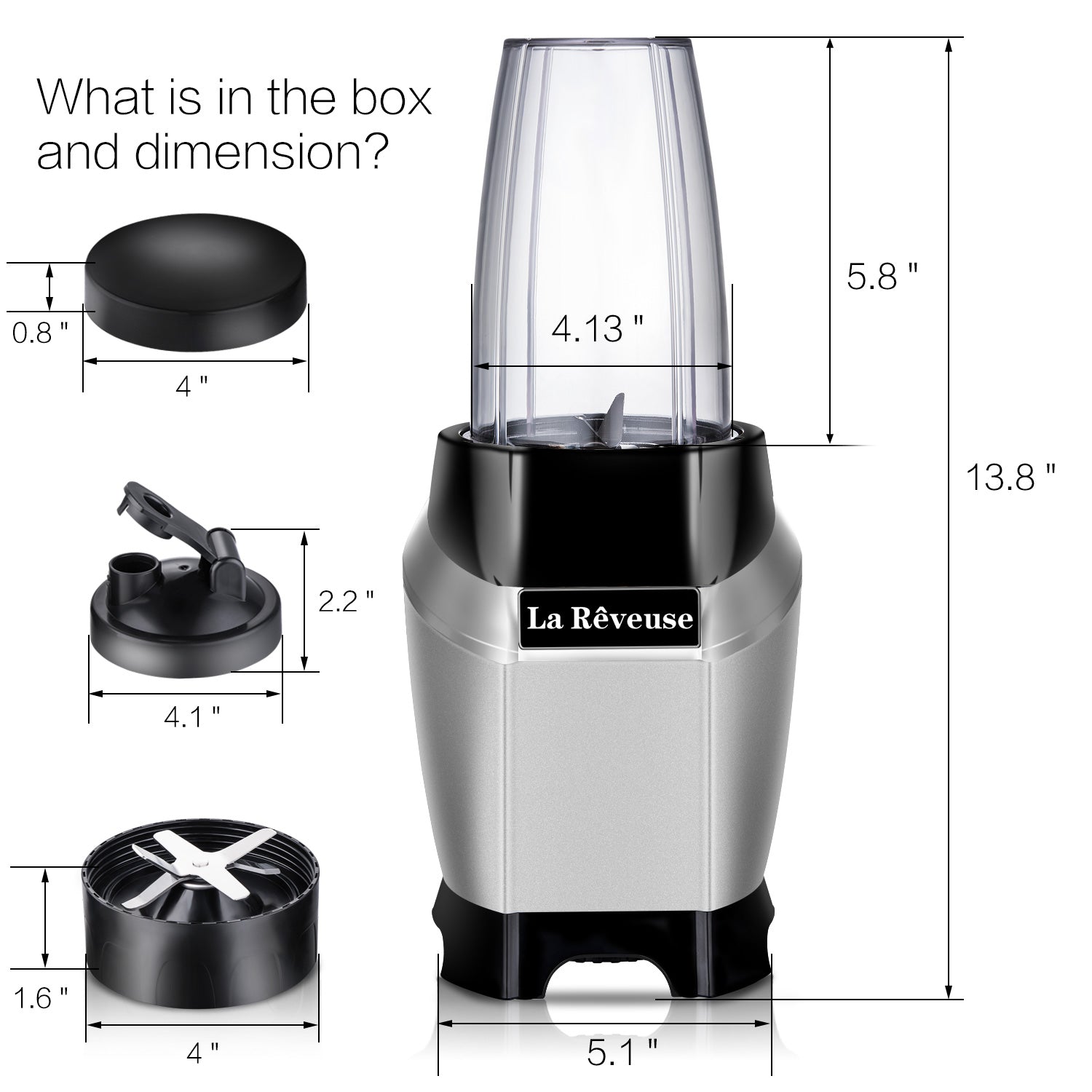 La Reveuse Personal Blender 600W Powerful Motor Ice Crusher With
