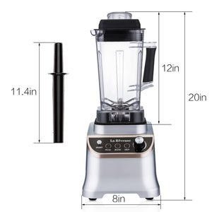 La Reveuse Food Processor Ice Crusher High speed 1200W Powerful Motor Blender - 51.25oz BPA Free Bottle Silver Stainless Steel Blade - Silver LARB1804