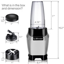 La Reveuse Personal Intellgent Blender 1000W Powerful Motor Ice Crusher With Travel Lid BPA Free - 24oz Portable Sports Bottle Golden Stainless Steel Blade - SILVER LARB1803G