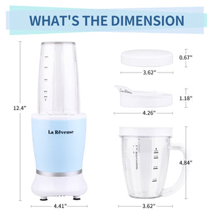 La Reveuse Personal Size Blender 250 Watts Power for Shakes Smoothies Seasonings Sauces with 1 Piece 15 oz Cup,1 Piece 10 oz Mug,BPA Free