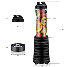 La Reveuse Smoothies Blender 300 Watt with 18 oz BPA Free Portable Travel Sports Bottle - Black 1801B