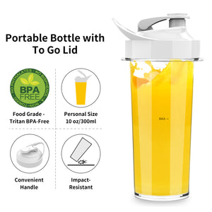 La Reveuse Personal Size Blender for Shakes Smoothies 200 Watts with Magnetic Drive Technology 10 oz BPA Free Portable Travel Bottle,White