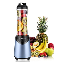 La Reveuse Smoothies Blender Personal Size 300 Watts with 18 oz BPA Free Portable Travel Sports Bottle-Light Blue