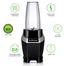 La Reveuse Personal Blender Making Shakes and Smoothies 1000 Watt-with 24 oz BPA Free Portable Travel Bottle - Dishwasher Safe (Black)