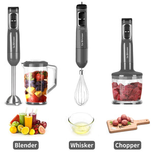 La Reveuse Immersion Hand Blender, 3 in 1, 300 Watts 2 Speeds Multi-purpose with Whisk,Mixing Beaker,Food Chopper Grinder attachments