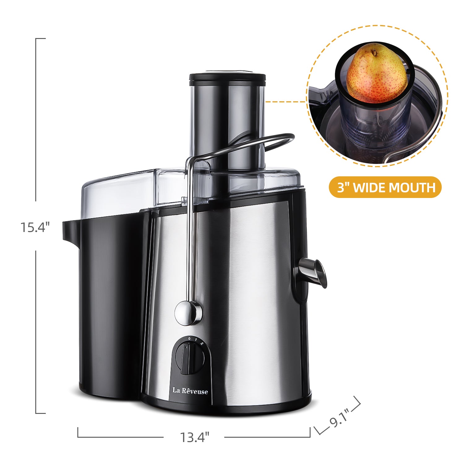 Centrifugal Juicer 750 Watts Powerful 3 Inches Wide Mouth for