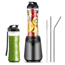 La Reveuse Smoothie Blender Personal Size 300 Watts with 2 Pieces 18 oz BPA Free Travel Sports Bottles,Grey