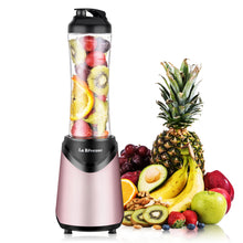 La Reveuse Smoothies Blender 300 Watt with 18 oz BPA Free Portable Travel Sports Bottle - Pink Stainless Steel Blade LARB1802P
