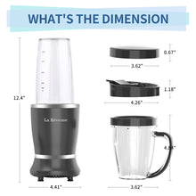 La Reveuse Personal Size Blender 250 Watts Power for Shakes Smoothies Seasonings Sauces with 1 Piece 15 oz Cup,1 Piece 10 oz Mug,BPA Free (Black)