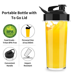 Personal Blender for Shakes Smoothies 200 Watt with Magnetic Drive Technology 10 oz BPA Free Portable Travel Bottle,White Black